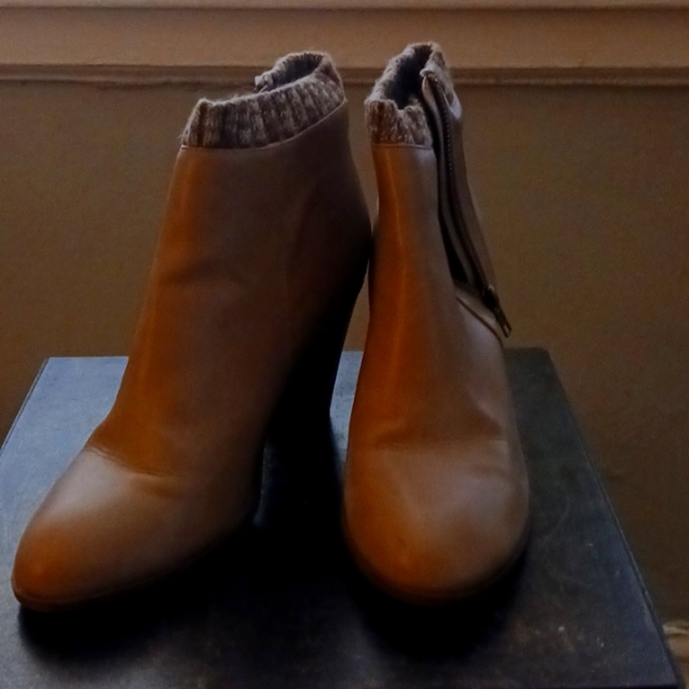 Tan, vegan leather, ankle boot